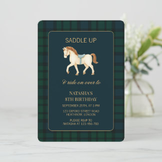 Saddle Up Preppy Horse Birthday  Invitation