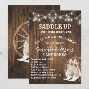 Saddle Up Put Your Boots Cowgirl Bridal Shower Invitation