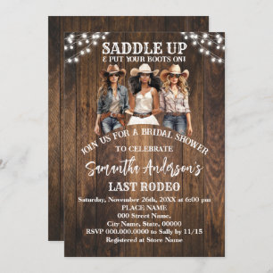 Saddle Up Put Your Boots Cowgirl Bridal Shower Invitation