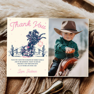 Saddle up Rodeo Cowboy Birthday  Thank You Card