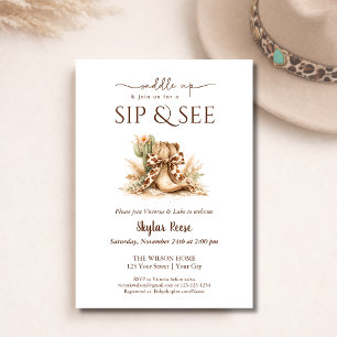 Saddle Up Rustic Western Neutral Sip And See  Invitation