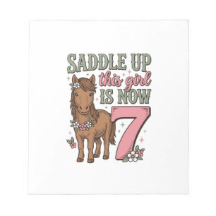 Saddle Up This Girl Is Now 7 Horse Birthday Shirt Notepad