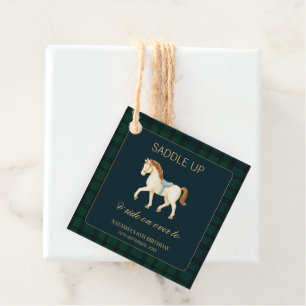 Saddle Up Vintage Preppy Horse Birthday Favour Tags
