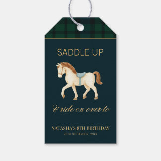 Saddle Up Vintage Preppy Horse Birthday  Gift Tags