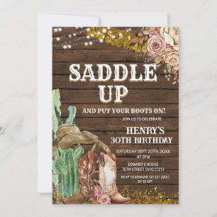 Saddle Up Western Birthday for Man Invitation