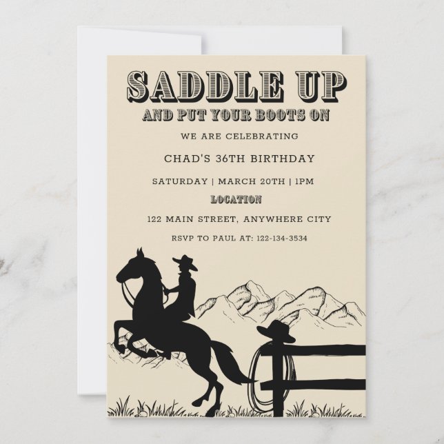 Saddle Up Western Birthday Party Invitation (Front)