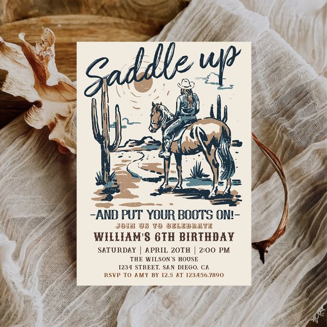 Saddle Up Western Cowboy Birthday Party Invitation (Creator Uploaded)