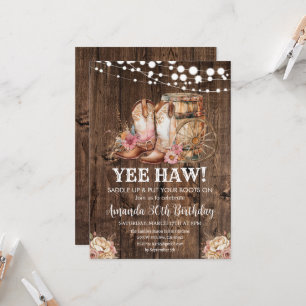 Saddle up Western Cowgirl Rustic 30th Birthday Invitation