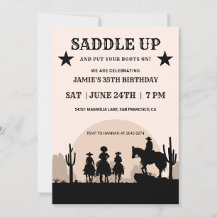 Saddle Up  Wild Cowboy Birthday Invitation