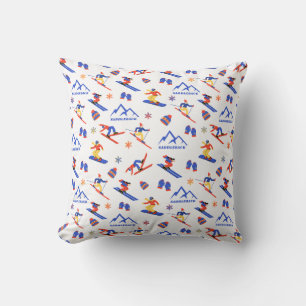 Saddleback Mountain Maine Ski Snowboard Pattern Cushion