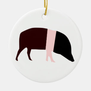Saddleback Pig Custom Birthday Ceramic Tree Decoration