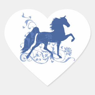 Saddlebred Five Gait Floral Blue Heart Sticker