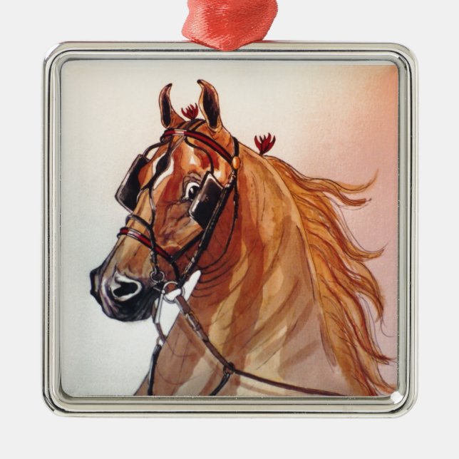 Saddlebred Horse Fine Harness Metal Tree Decoration (Front)