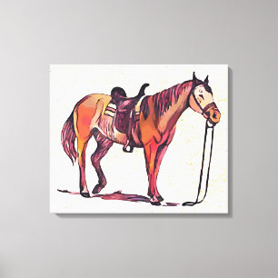 Saddled horse canvas print