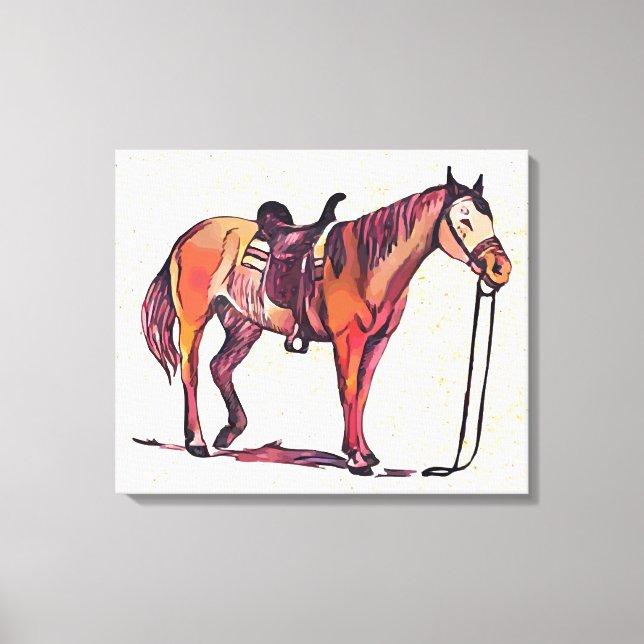 Saddled horse canvas print (Front)
