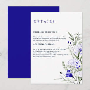 Sade Of Royal Blue Ivory Floral Wedding Details  Enclosure Card