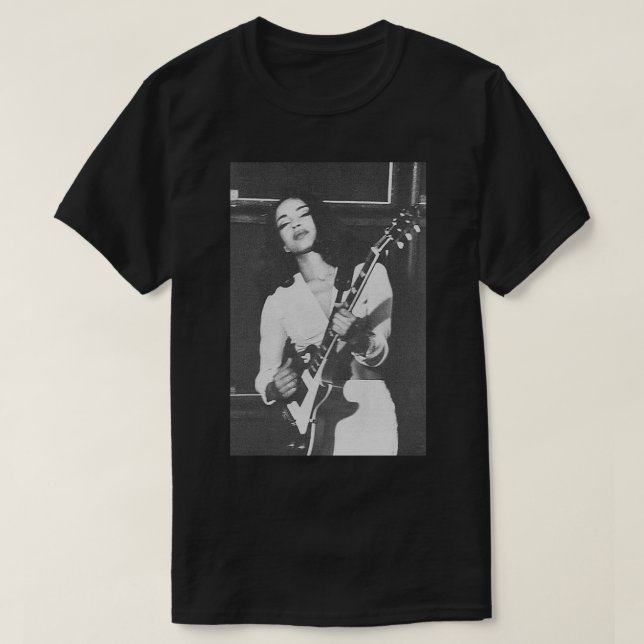 Sade playing the guitar Sticker T-Shirt (Design Front)