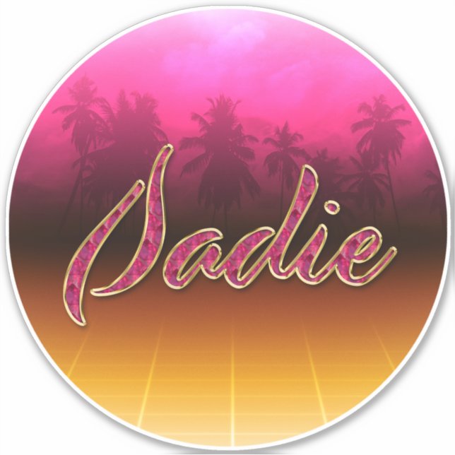 Sadie First Name golden pink sticker sticker (Front)
