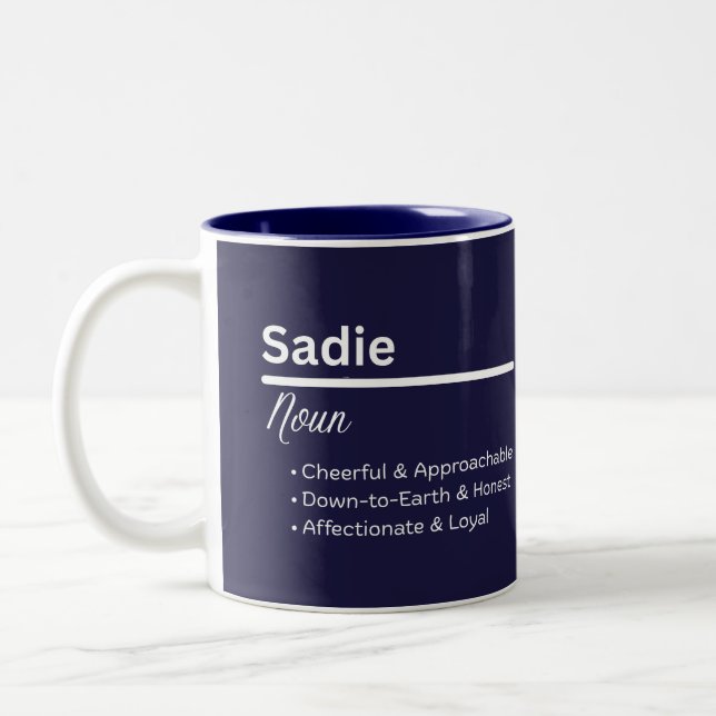 Sadie Girl Personalized Name Meaning Mug (Left)