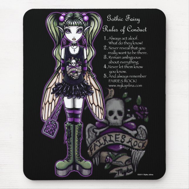 "Sadie" Gothic Fairy Rules of Conduct Mousepad (Front)
