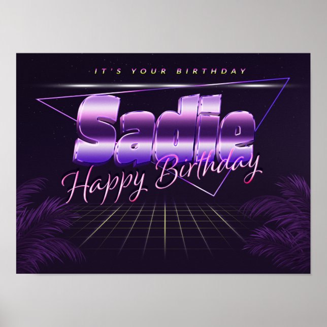 Sadie Name Vorname lila retro Poster Geburtstag (Front)