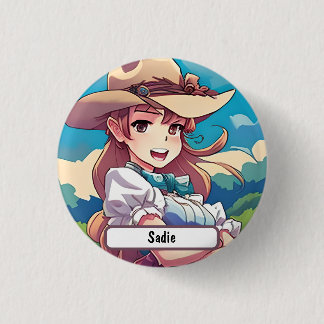 Sadie The Cowgirl, With Custom Nametag! 3 Cm Round Badge