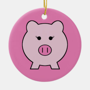 Sadie the Pink Pig ~ Cute Girly Kawaii Ceramic Tree Decoration
