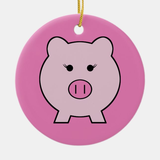 Sadie the Pink Pig ~ Cute Girly Kawaii Ceramic Tree Decoration (Front)