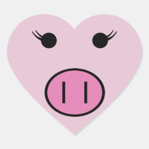 Sadie the Pink Pig ~ Cute Girly Kawaii Heart Sticker
