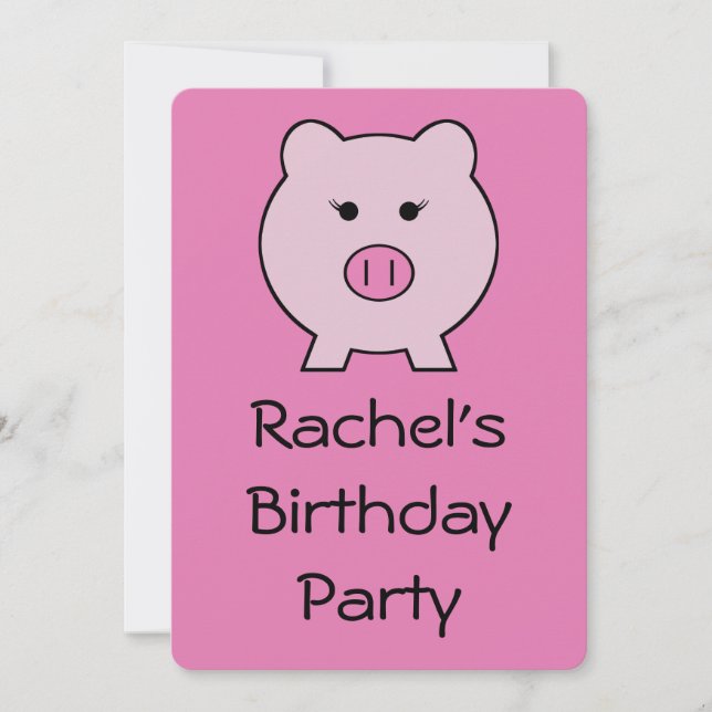 Sadie the Pink Pig ~ Cute Girly Kawaii Invitation (Front)