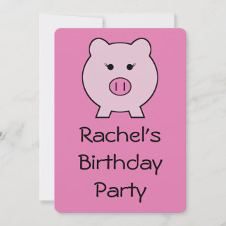 Sadie the Pink Pig ~ Cute Girly Kawaii Invitation