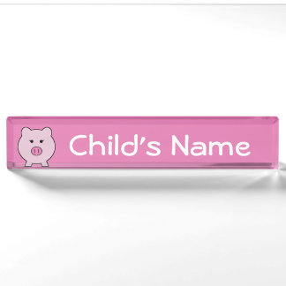 Sadie the Pink Pig ~ Cute Girly Kawaii Nameplate