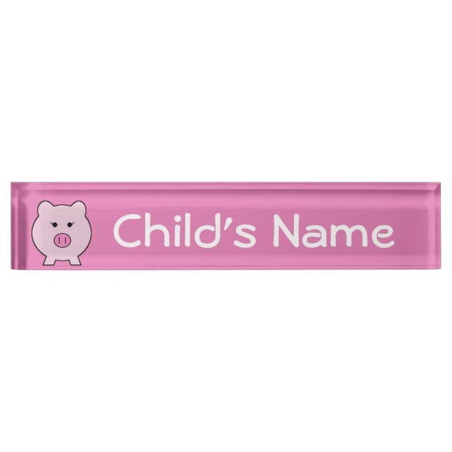 Sadie the Pink Pig ~ Cute Girly Kawaii Nameplate (Front)