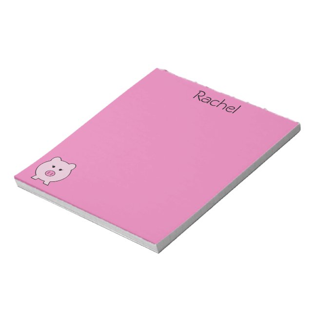 Sadie the Pink Pig ~ Cute Girly Kawaii Notepad (Rotated)