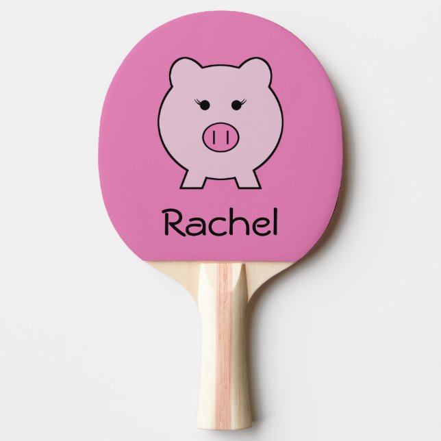 Sadie the Pink Pig ~ Cute Girly Kawaii Ping Pong Paddle (Front)