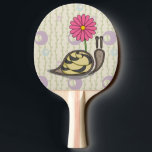 Sadie the Snail Ping Pong Paddle<br><div class="desc">Sadie the paisley snail smiles as she scoots along in her striped shell under her favourite pink flowers.</div>