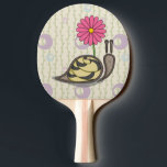 Sadie the Snail Ping Pong Paddle<br><div class="desc">Sadie the paisley snail smiles as she scoots along in her striped shell under her favourite pink flowers.</div>