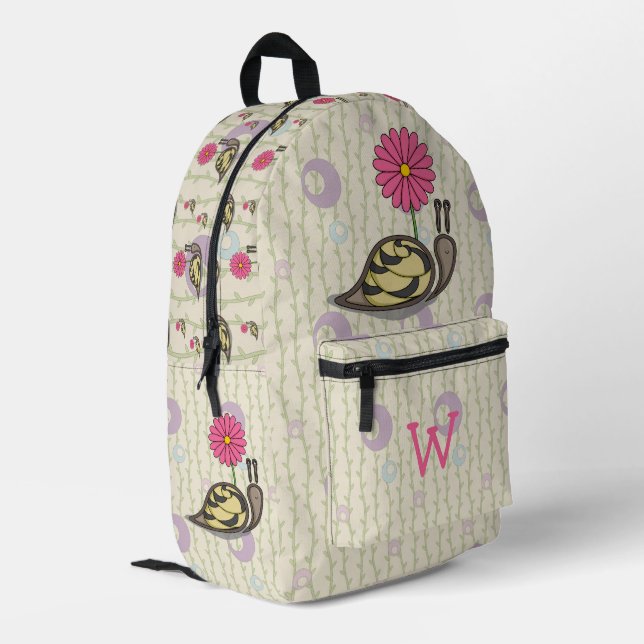 Sadie the Snail Printed Backpack (Back Corner Left)