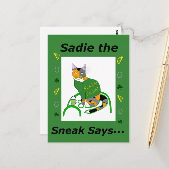 Sadie the Sneak St. Patrick’s Day Postcard (Front/Back In Situ)