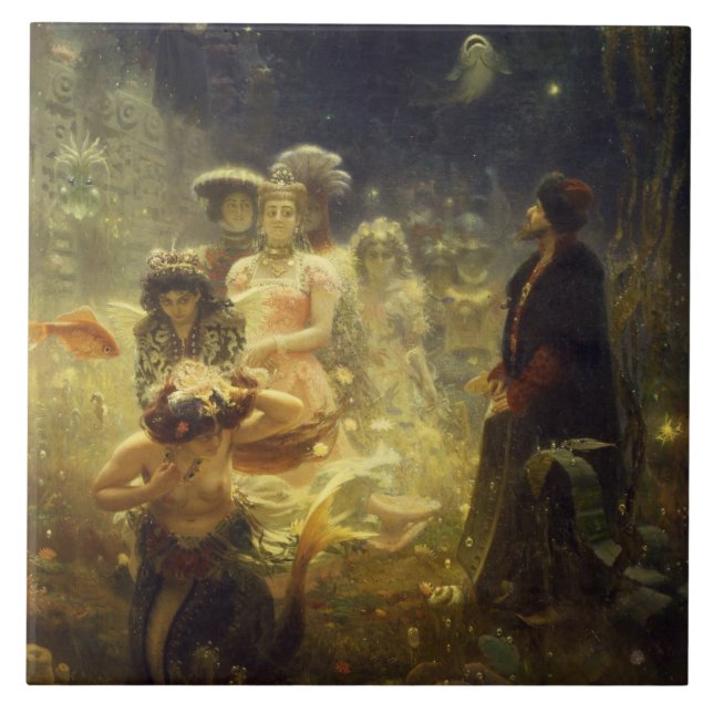 Sadko in the Underwater Kingdom Ilya Repin Mermaid Tile (Front)