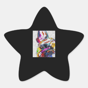 Sadly Bulldog Water Colour Cute Dog Lover Gifts Star Sticker