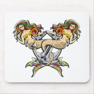 Sadly mermaids at anchor mouse mat
