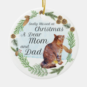 Sadly Missed At Christmas Watercolor Art Ceramic Tree Decoration