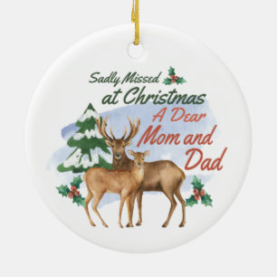 Sadly Missed At Christmas Watercolor Art Memorial Ceramic Tree Decoration