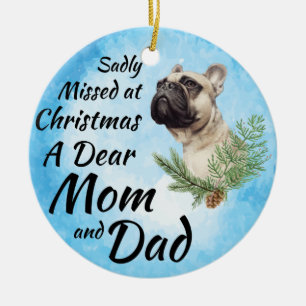 Sadly Missed At Christmas Watercolor Graphic Ceramic Tree Decoration