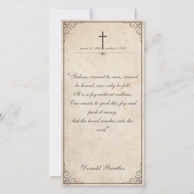 Sadness cannot be seen - Funeral Vintage Card (Front)