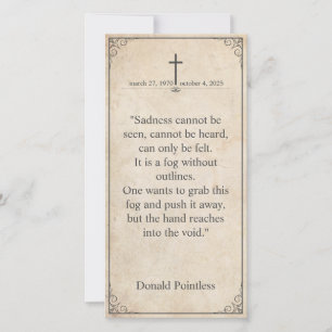 Sadness cannot be seen - Funeral Vintage Card