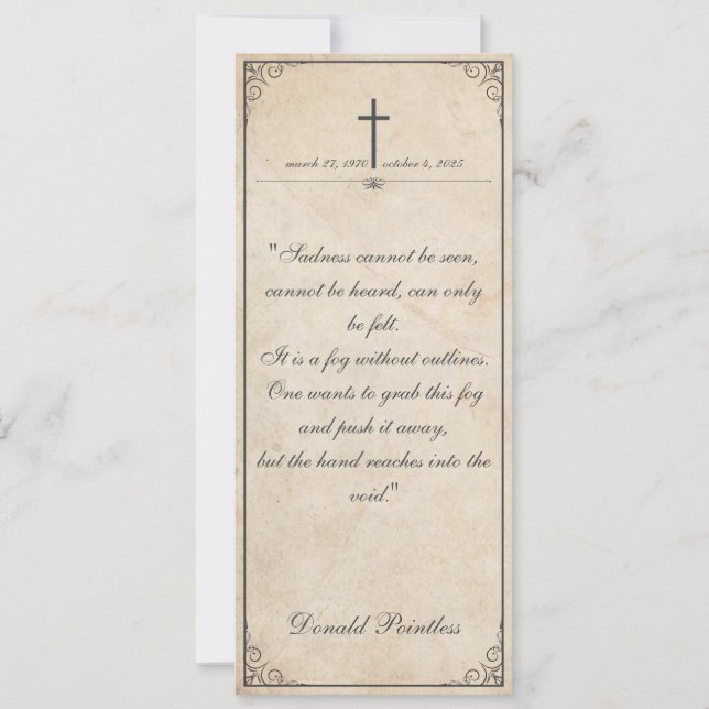 Sadness cannot be seen - Funeral Vintage Card (Front)
