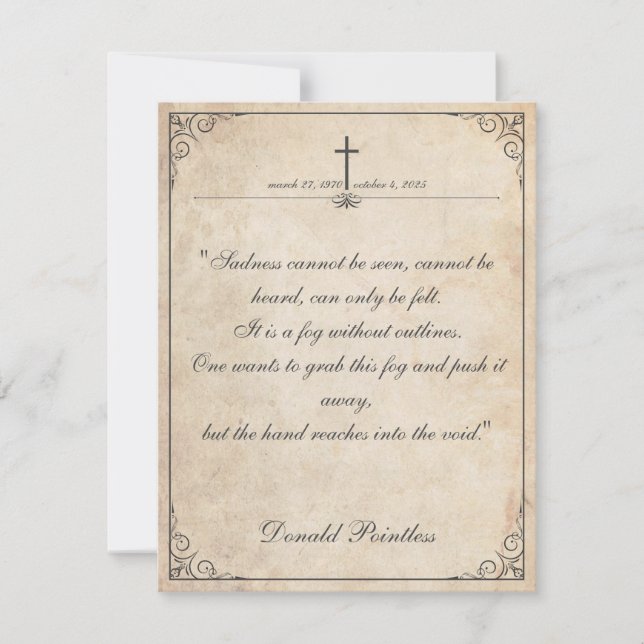 Sadness cannot be seen - Funeral Vintage Card (Front)