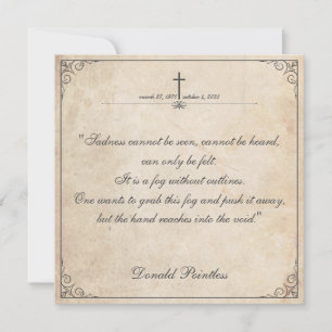 Sadness cannot be seen - Funeral Vintage Card